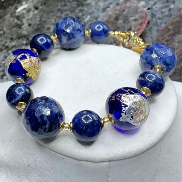 🌺Zecchin Lapis & Murano Glass Bracelet - Picture 3 of 11